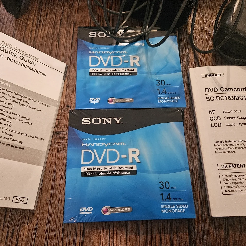 Samsung SC-DC164 DVD Camcorder Powers On With Power Cordand 2 New Discs